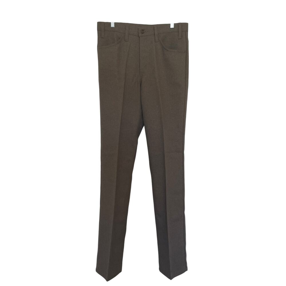 Vintage Levi’s Dracron Polyester Dress Pants In Brown USA Made Size 31x34 - Picture 2 of 9